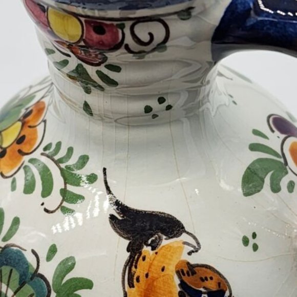 Hand Painted Holland Mini Pitcher Vase White Floral Marked - Picture 4 of 4